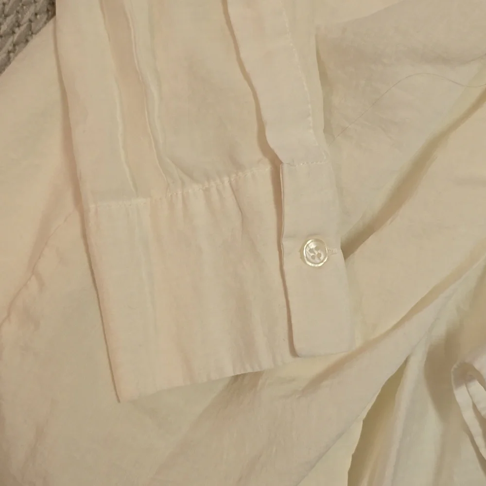 Zara White Ruched Shirt Dress - Picture 2 of 7